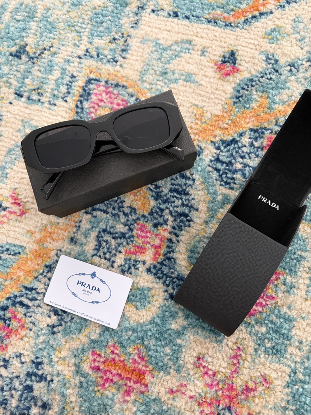Prada Matte Black Rectangular Sunglasses - Picture 1 of 11